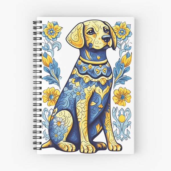 Artikelvorschau, Hund umgeben von gelben Blumen – MAJOLIKA-MUSTER 01 entworfen und verkauft von MadamPaperHazel.