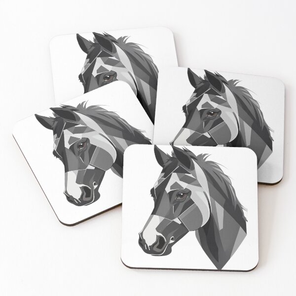 Item preview, Geometric Equine Essence: Black Geometric Horse Face Art Print designed and sold by Artforhorse.