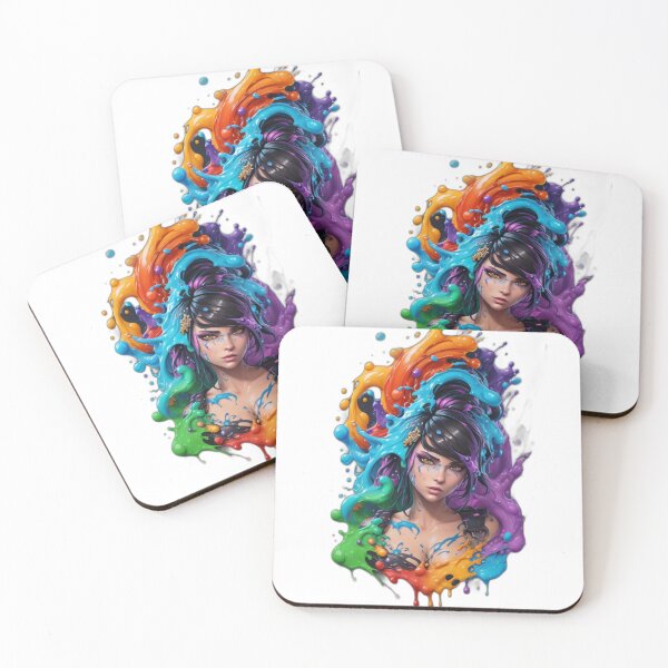 Item preview, Splash Rainbow Portrait - Young Woman in Anime Style designed and sold by DeevaValli.
