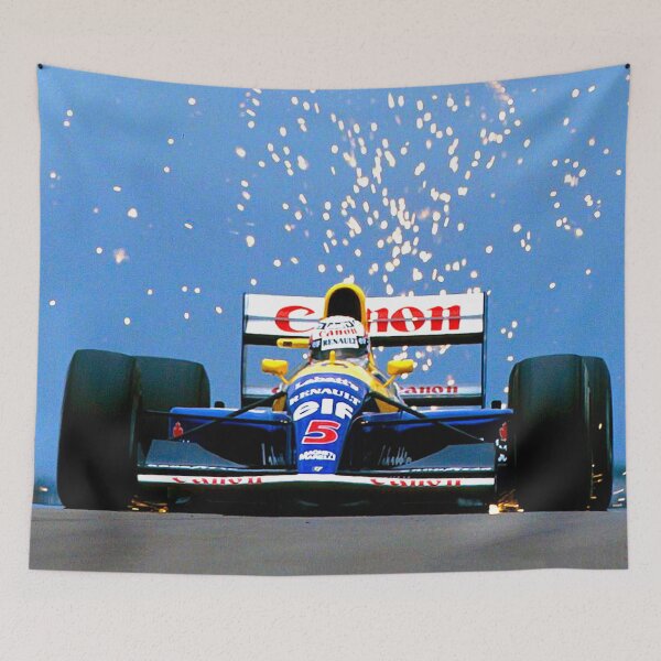Item preview, Nigel Mansell racing in his 1991 racecar with sparks flying in the air designed and sold by Rodissimus1984.