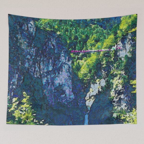 Item preview, SUSPENSION BRIDGE AND WATERFALL  designed and sold by ArtbyRolleen.