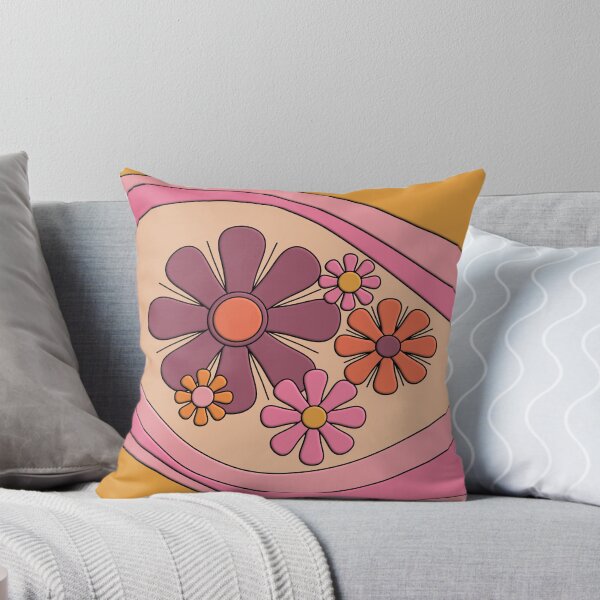 Item preview, Retro Flower Daydream Puffy Look 60s 70s Vintage Floral Pink Orange Mustard Yellow designed and sold by kierkegaard.
