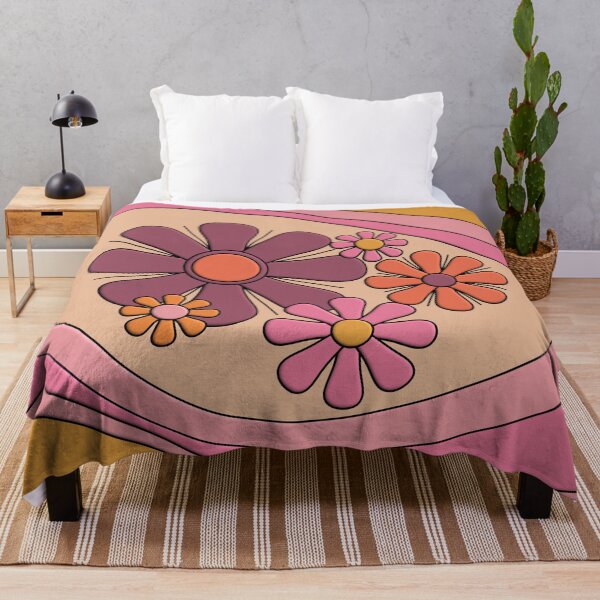 Item preview, Retro Flower Daydream Puffy Look 60s 70s Vintage Floral Pink Orange Mustard Yellow designed and sold by kierkegaard.
