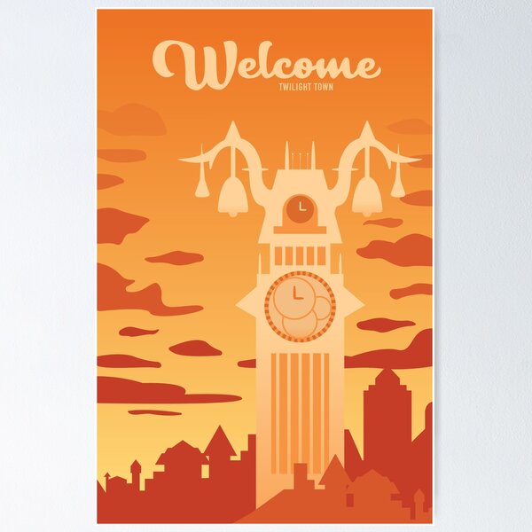 Vista previa del artículo con la obra «Bienvenido - Kingdom Hearts Twilight Town», diseñado y vendido por SarahBooDesigns.