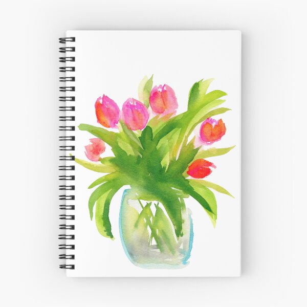 Item preview, Pink tulips in a blue glass vase watercolor painting designed and sold by AnissaF.