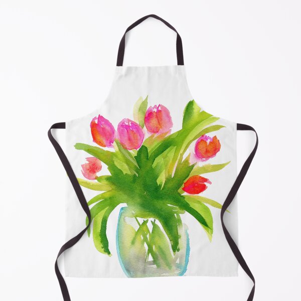 Item preview, Pink tulips in a blue glass vase watercolor painting designed and sold by AnissaF.