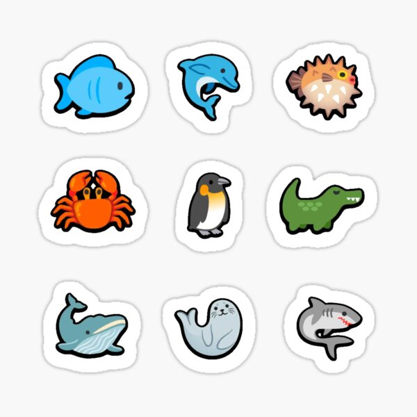 Ocean Animals Stickers, Manatee Sticker, Seahorse Sticker, Stingray  Sticker, Cute Animal Stickers, Vinyl Sticker, Laptop Sticker