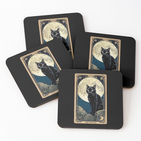Item preview, the moon tarot card - black cat designed and sold by chicagocat80s.