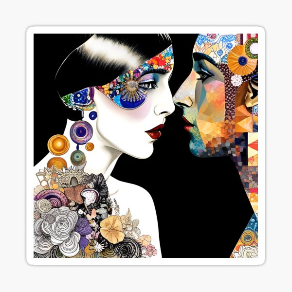 You Complete Me Abstract Collage Couple Sticker
