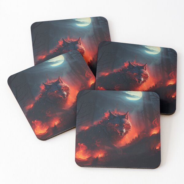 Item preview, Inferno's Embrace: Flaming Wolf Amidst the Charred Forest designed and sold by FantasyVisions.
