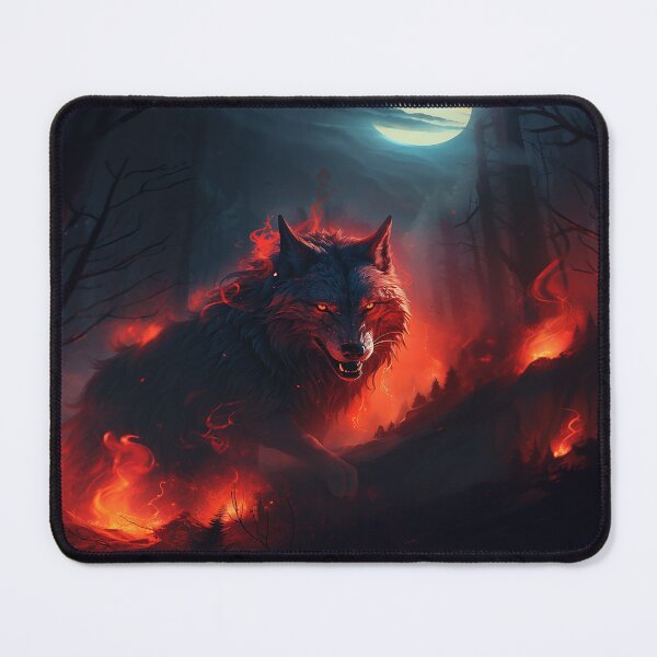 Item preview, Inferno's Embrace: Flaming Wolf Amidst the Charred Forest designed and sold by FantasyVisions.