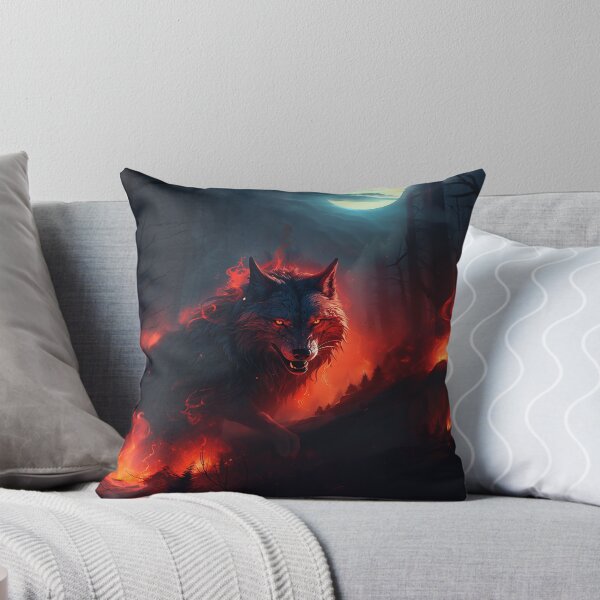 Item preview, Inferno's Embrace: Flaming Wolf Amidst the Charred Forest designed and sold by FantasyVisions.