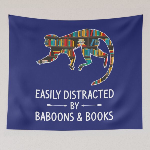 Item preview, Easily Distracted By Baboons _ Books Lover 	 Monkey    	 designed and sold by qxdoinsl43.