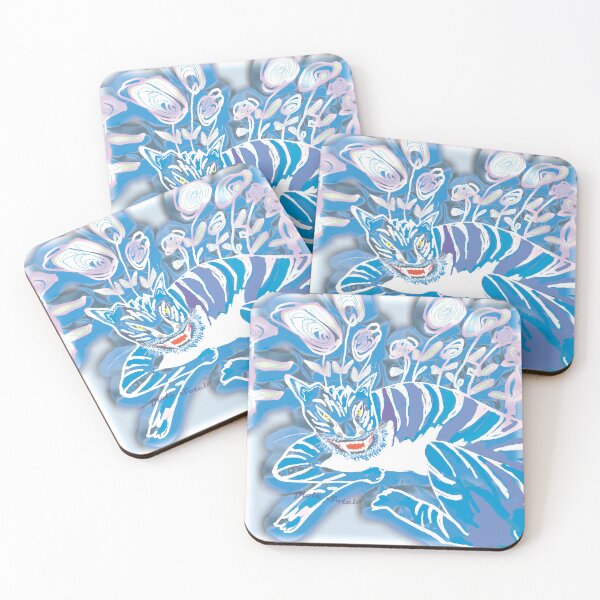 Item preview, Blue tiger and white flowers designed and sold by Diola Sotelo.