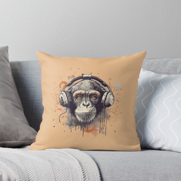 Item preview, Monkey with headset listening music designed and sold by bigmoments.