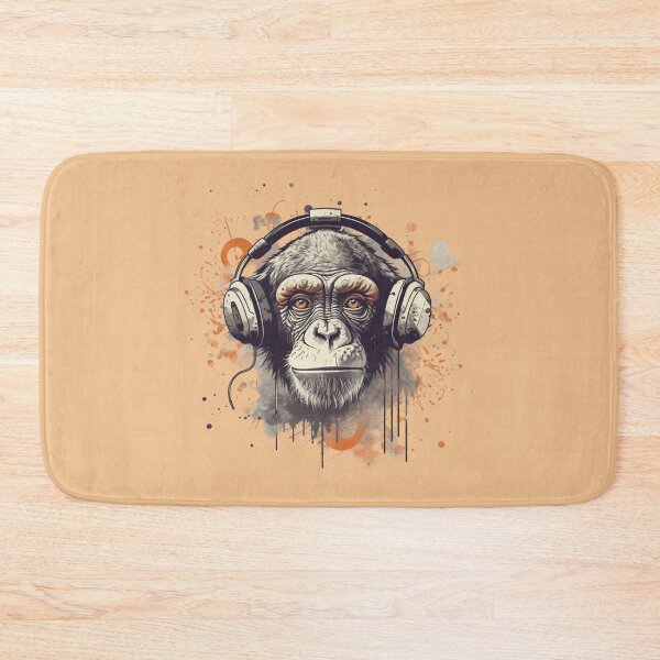 Item preview, Monkey with headset listening music designed and sold by bigmoments.