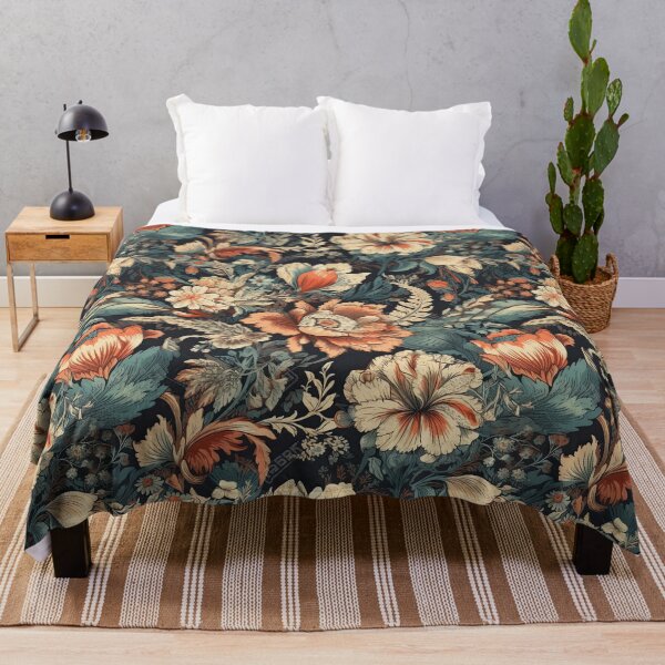 Item preview, Old Fashioned Floral Pattern in Coral and Teal designed and sold by kansaikate.
