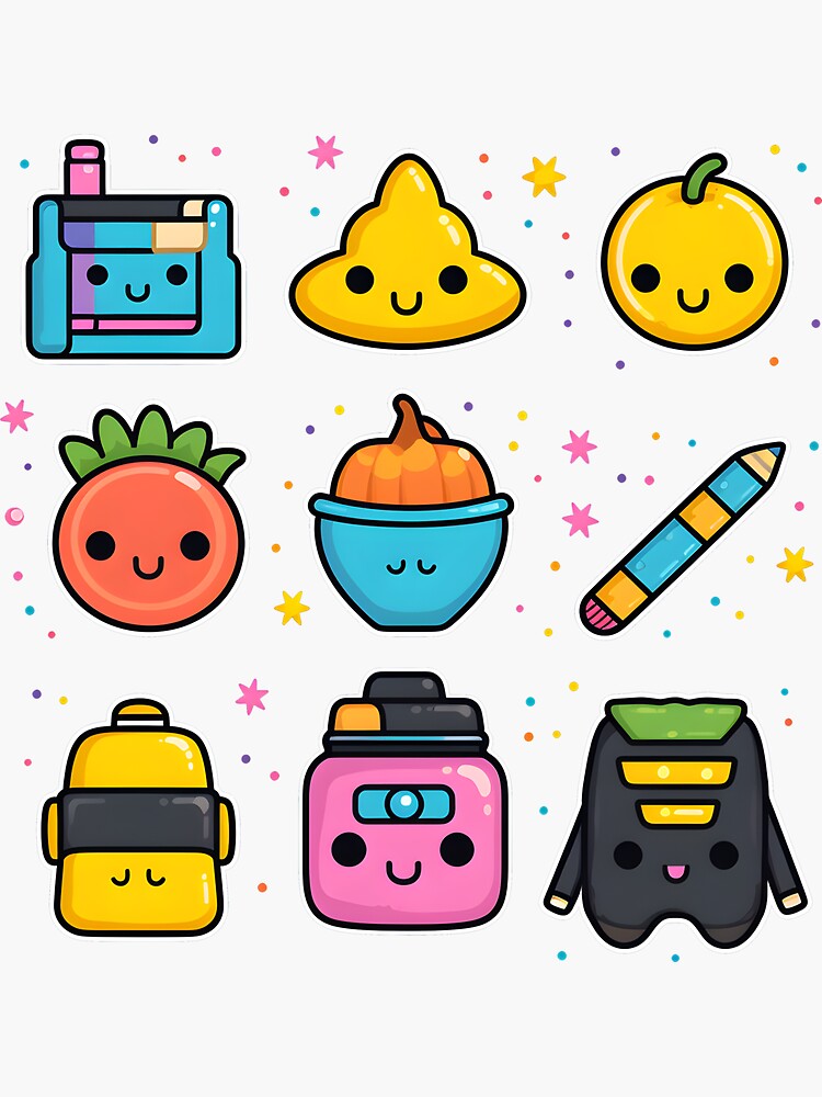 Pre-k related objects, colorful, kawaii | Sticker
