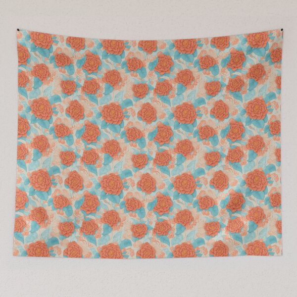 Item preview, Red Flowers Blue Leaves designed and sold by Islandadora.