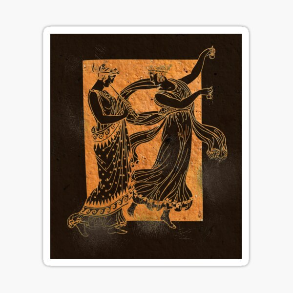 Ancient Greek Female Dancers - Black and Terra Cotta Sticker