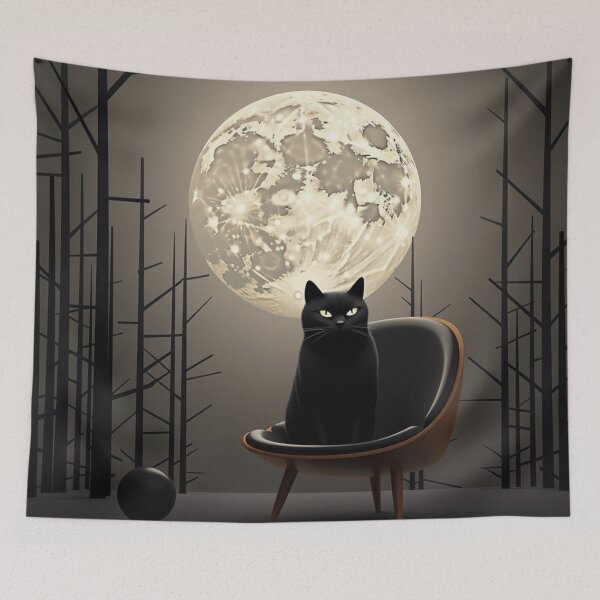 Item preview, Black cat in chair designed and sold by Lynnchabot.