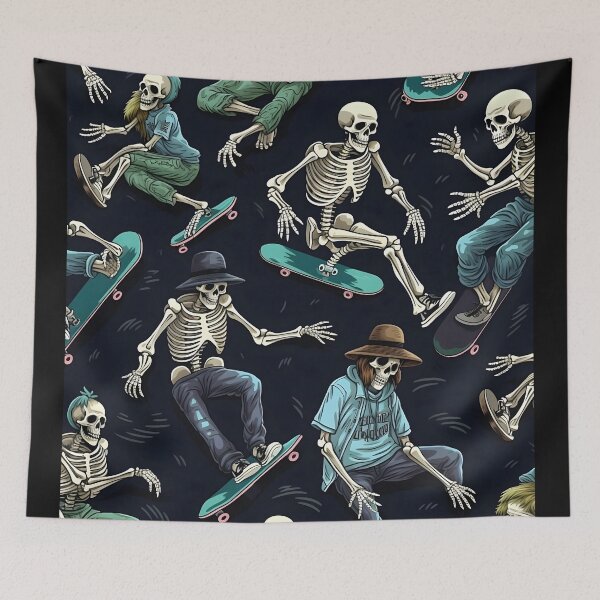 Artikelvorschau, Coole Skelette Skateboarding Musterdruck entworfen und verkauft von imaginariumlab.