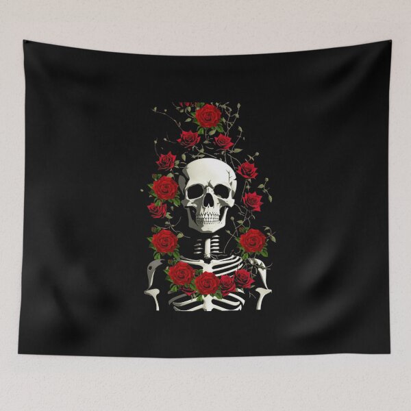 Item preview, Skeleton with Roses Design, Cool Skeleton Print on a Dark Background. designed and sold by TGAL2.