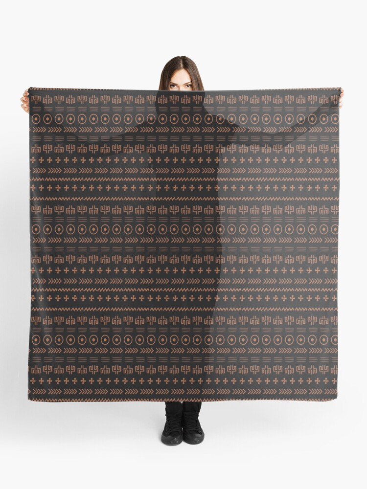Thumbnail 1 of 3, Scarf, Modern Boho Ethnic Mudcloth Pattern designed and sold by heartsake.