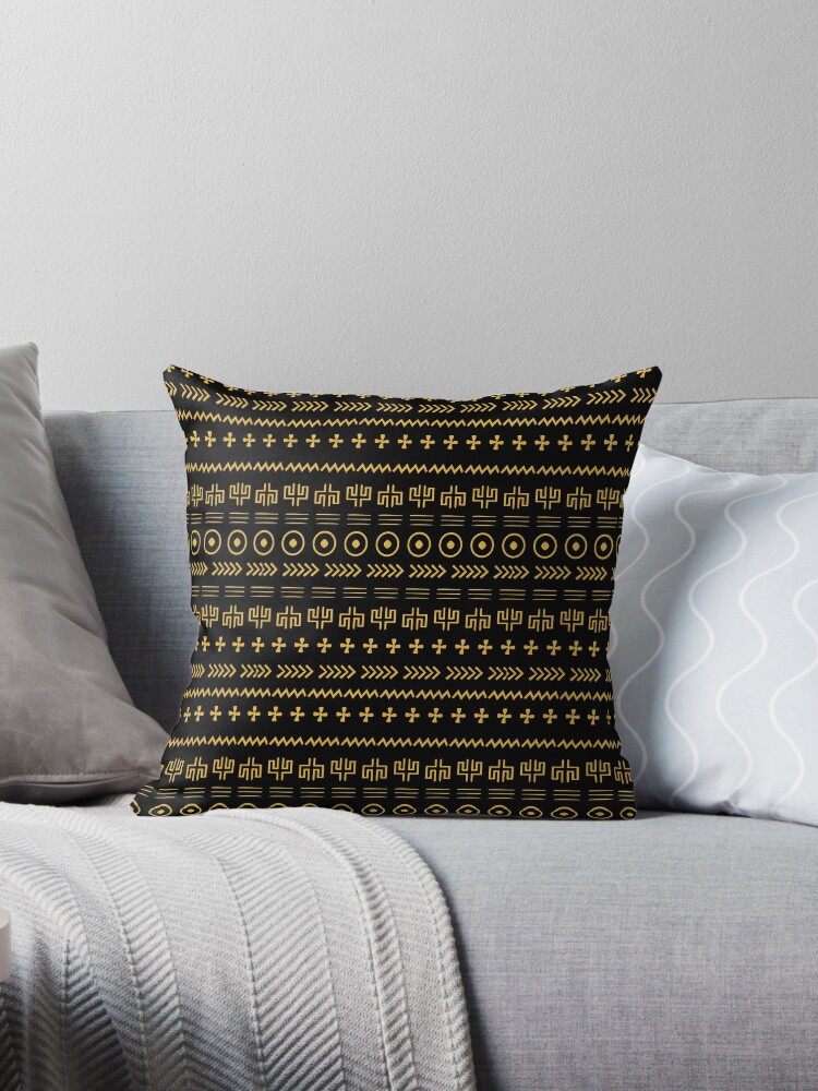 Throw Pillow, Modern African Mudcloth Pattern designed and sold by heartsake