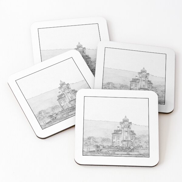 Item preview, Rondout Lighthouse on the Hudson River - grayscale print designed and sold by Littleviews.