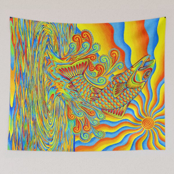 Item preview, Psychedelic Rainbow Trippy Trout Fish designed and sold by Rebecca Wang.
