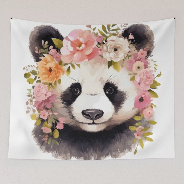 Item preview, Cute Kawaii Panda Bear with Flowers designed and sold by LOT7Clothing.