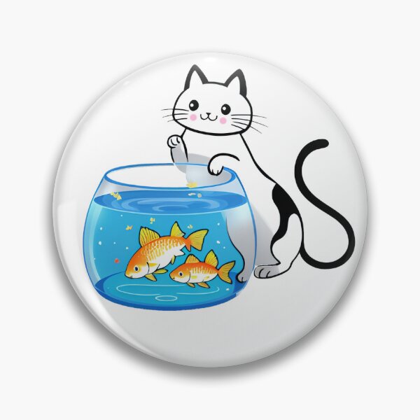 Item preview, Cat fishing for goldfish  designed and sold by PiggyWonka.
