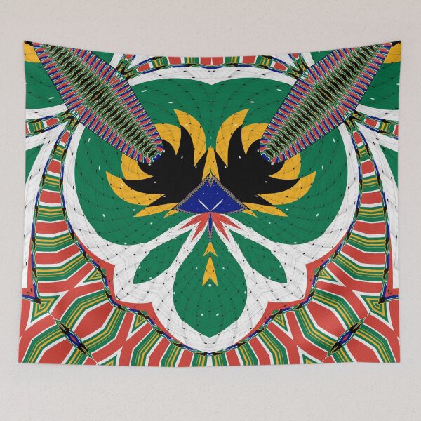 Artikelvorschau, Attraktives originelles abstraktes geometrisches Kunstwerk, inspiriert von der südafrikanischen Flagge im Vintage-Stil. entworfen und verkauft von Ralek.