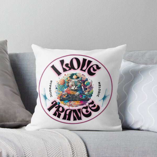 Aperçu de l'œuvre TRANCE - I Love Trance Cat (Noir/Rose) créée et vendue par Discothreadz.