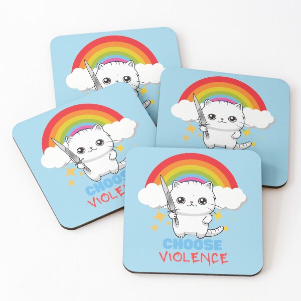 Item preview, CHOOSE VIOLENCE Funny Kawaii Cat Dark Humor T-Shirt  designed and sold by hugsandhisses.