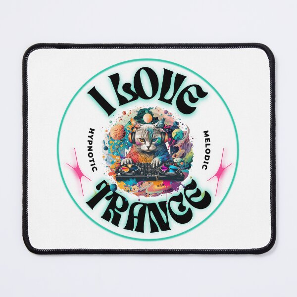 Aperçu de l'œuvre TRANCE - I Love Trance Cat (noir/bleu) créée et vendue par Discothreadz.