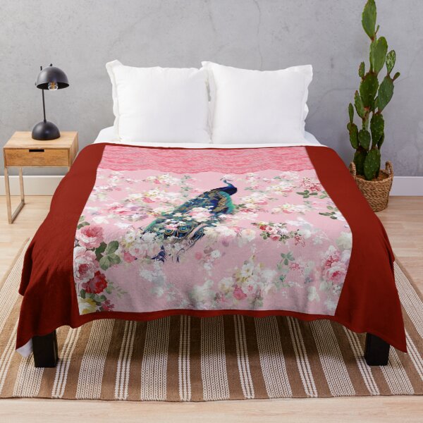 Item preview, Pink vintage floral elegant lace colorful peacock designed and sold by vhrodhuym76.