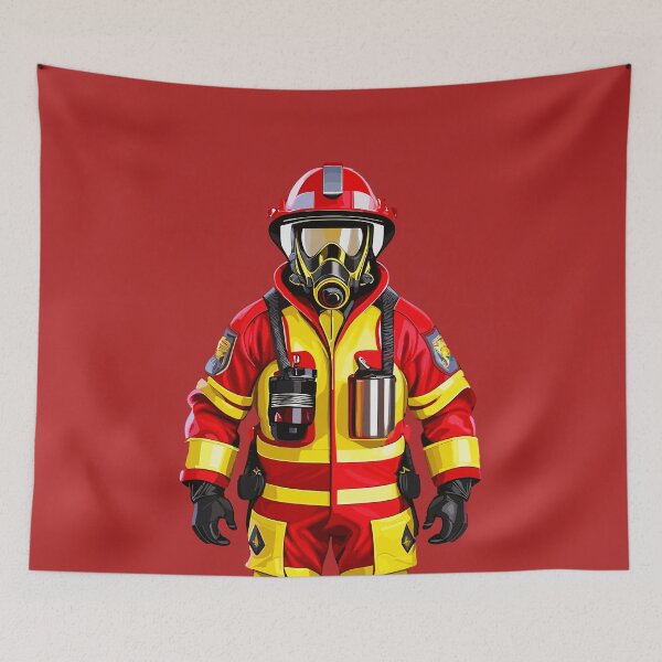 Item preview, Courage in Red and Yellow: Portrait of a Firefighter designed and sold by Pickmash.
