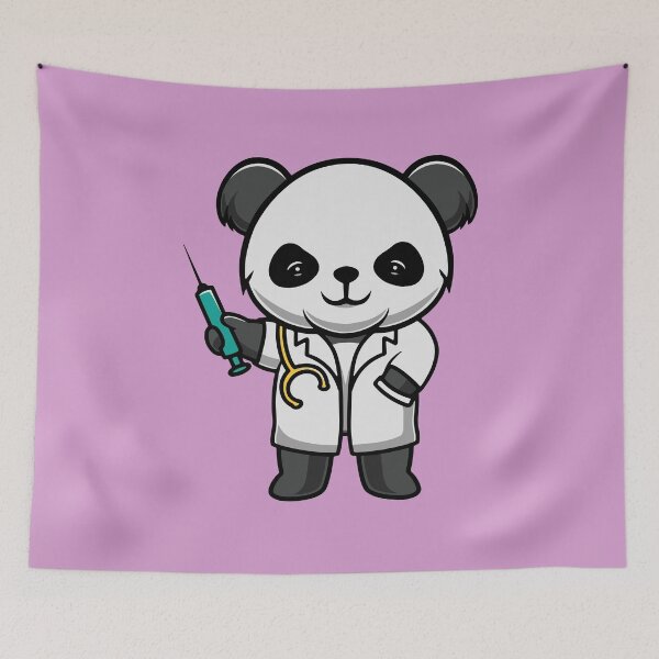 Item preview, Cute Panda Doctor Cartoon Illustration designed and sold by cubbone.