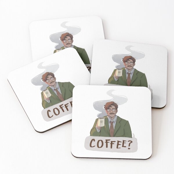 Item preview, Harvey holding a cup of coffee from Stardew Valley designed and sold by sanmasterz.
