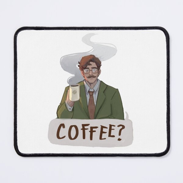 Item preview, Harvey holding a cup of coffee from Stardew Valley designed and sold by sanmasterz.