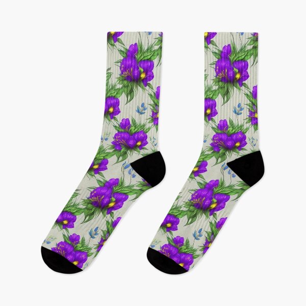 Artikelvorschau, Lila Blumen mit Blättern entworfen und verkauft von PlanetMarker.