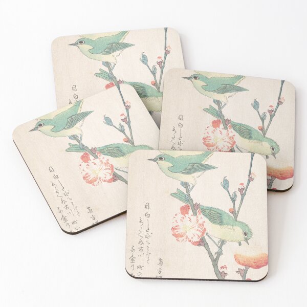Item preview, White-eyes on a Branch of Peach Tree (Restored Japanese Artwork) designed and sold by HistorySimple.
