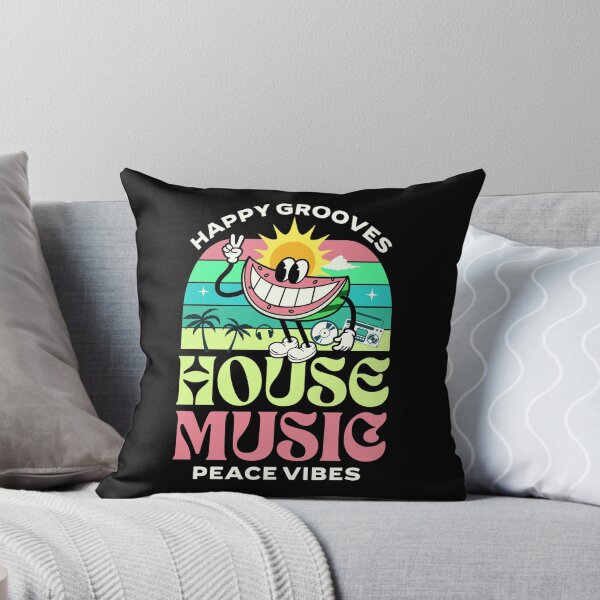 Item preview, HOUSE MUSIC  - Happy Grooves , Peace Vibes (white/lime/pink) designed and sold by Discothreadz.