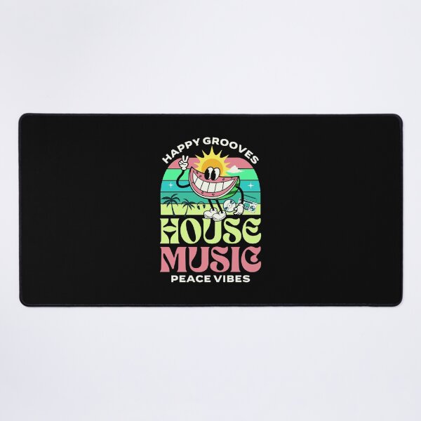 Item preview, HOUSE MUSIC  - Happy Grooves , Peace Vibes (white/lime/pink) designed and sold by Discothreadz.