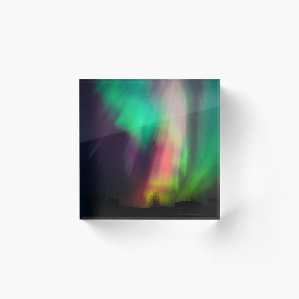 Beautiful multicolored northern lights in Finland Acrylic Block
