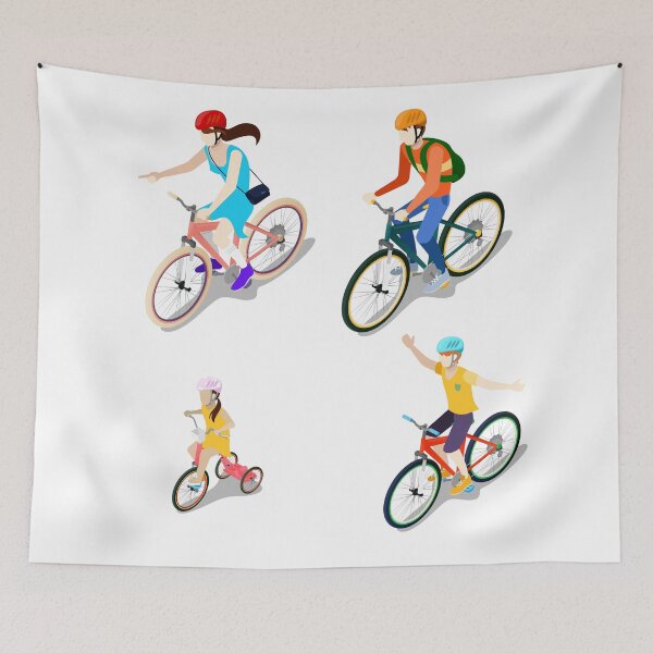 Item preview, Isometric People. Isometric Bicycle. Family Cyclists.  designed and sold by ivector.