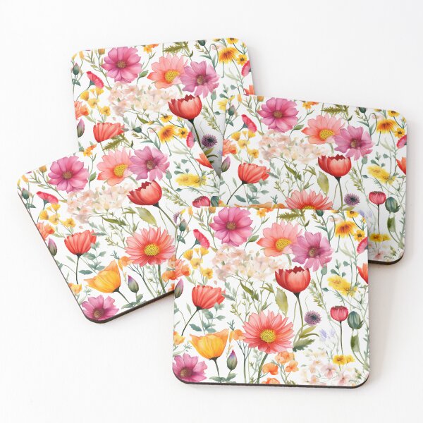 Item preview, Pink Orange Red Watercolor Flowers designed and sold by junkydotcom.