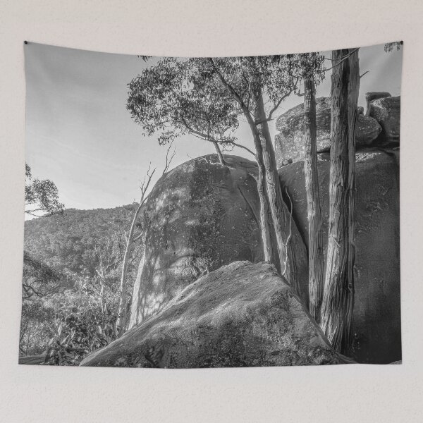 Item preview, Setting Sun at Giant Granite Boulders at the Dog Rocks B&W - Mount Alexander, Victoria designed and sold by Steven Jodoin.